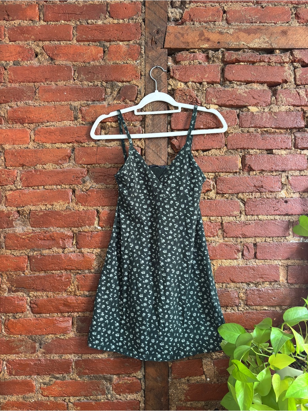 Brandy Melville Dark Green Floral Mini Dress